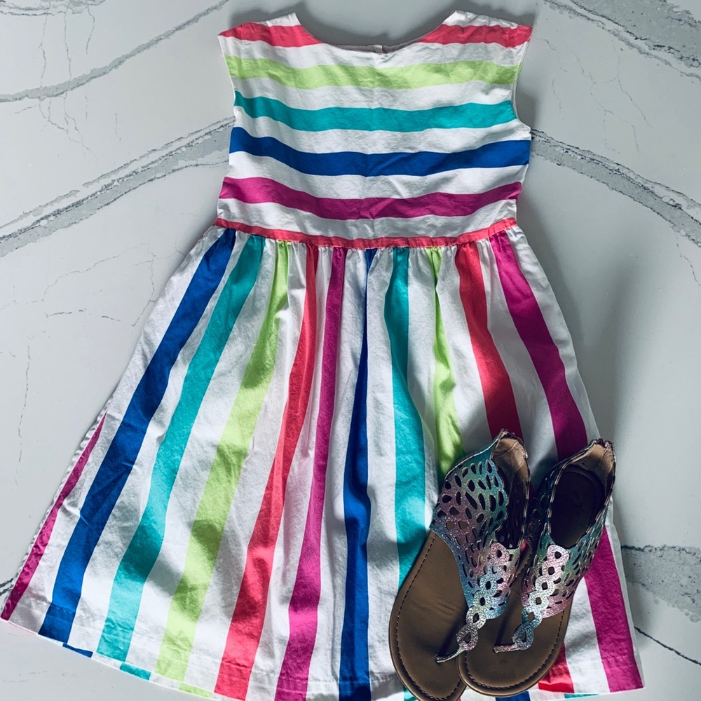 Gap Kids Rainbow Striped Keyhole Dress XXL - Picture 2 of 4